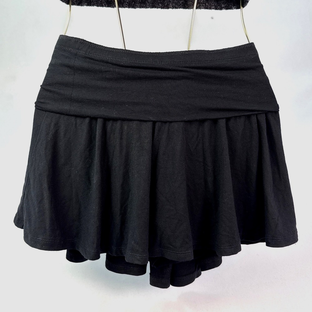 Wild Fable Black Pleated Mini Skort Women Medium Solid Rayon Spandex Stretch